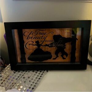 Black Framed Beauty and the Beast Silhouette Art